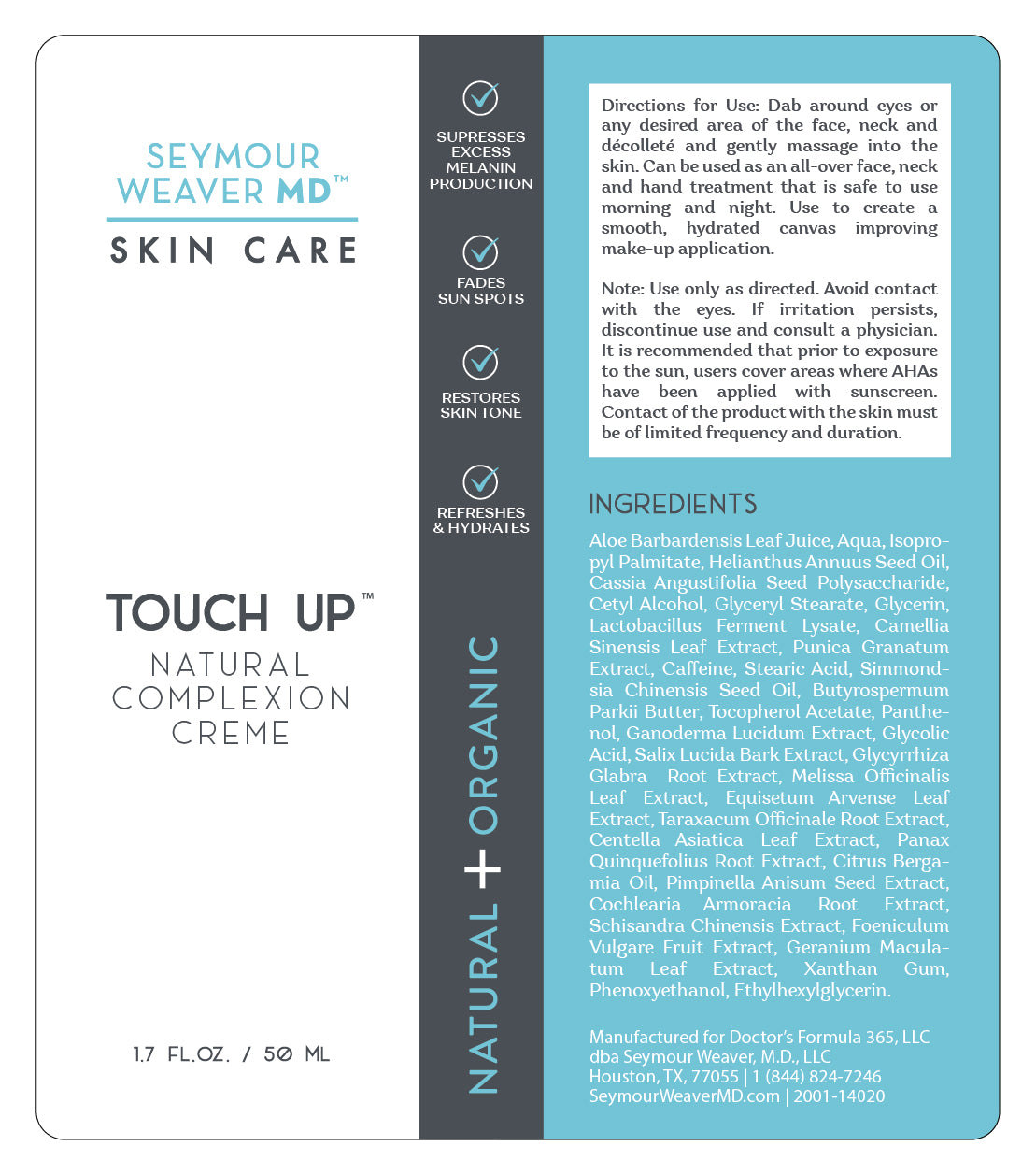 TOUCH UP Natural Complexion Brightening Creme - Results Driven Skincare Solution